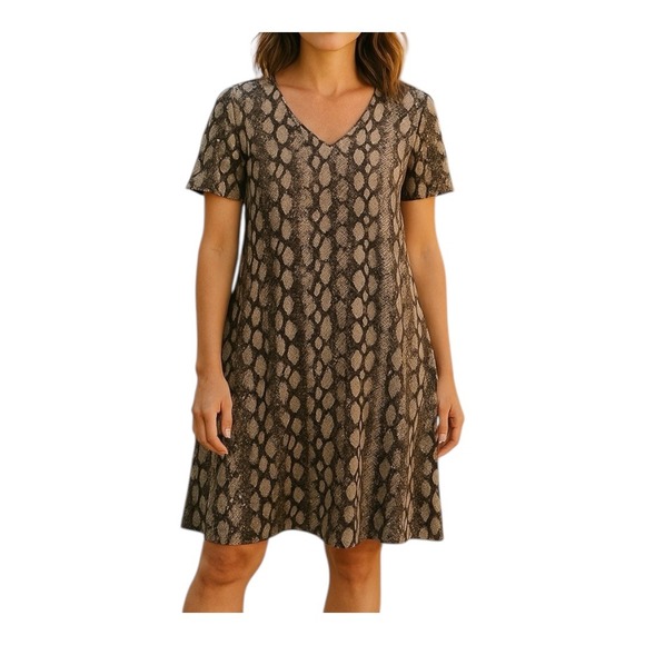 SHOW ME YOUR MUMU KYLIE MINI DRESS SNAKESKIN FLOWY SHORT‎ SLEEVE SIZE MEDIUM - Picture 1 of 10